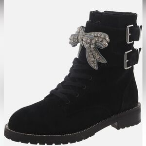 Kurt Geiger Sutton Bow Womens Suede Lace Up Ankle Boots